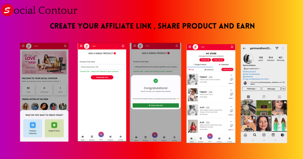 Create Your Affiliate link , share product AND EARN